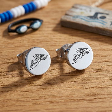 Winged Running Shoe Stainless Steel Post Earrings - Perfect Gift for Runners & Track Fans